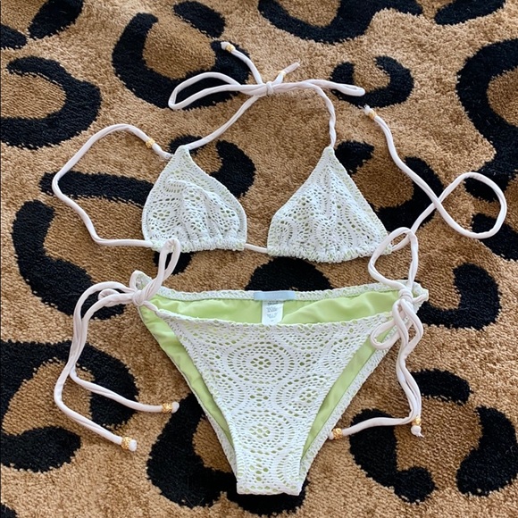 Eberjey Other - Eberjay White & Green Crochet Bikini Small